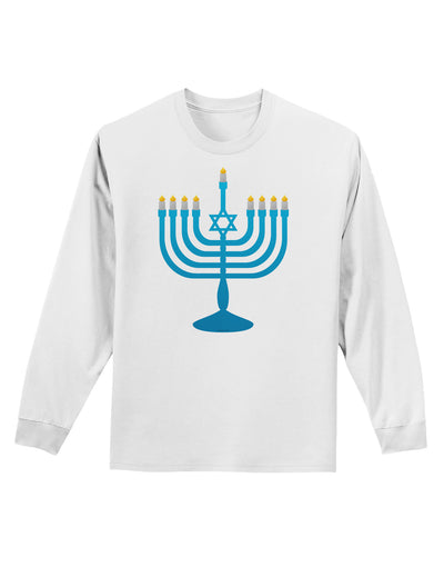 Hanukkah Menorah Adult Long Sleeve Shirt-Long Sleeve Shirt-TooLoud-White-Small-Davson Sales