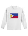 TooLoud Distressed Philippines Flag Adult Long Sleeve Shirt-Long Sleeve Shirt-TooLoud-White-Small-Davson Sales