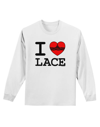 I Love Heart Lace Adult Long Sleeve Shirt-Long Sleeve Shirt-TooLoud-White-Small-Davson Sales