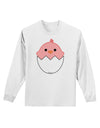 Cute Hatching Chick - Pink Adult Long Sleeve Shirt by TooLoud-Long Sleeve Shirt-TooLoud-White-Small-Davson Sales