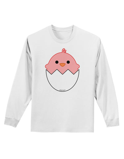 Cute Hatching Chick - Pink Adult Long Sleeve Shirt by TooLoud-Long Sleeve Shirt-TooLoud-White-Small-Davson Sales