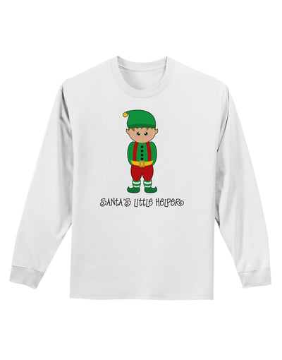 Santa's Little Helper Christmas Elf Boy Adult Long Sleeve Shirt-Long Sleeve Shirt-TooLoud-White-Small-Davson Sales