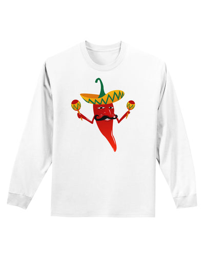 Red Hot Mexican Chili Pepper Adult Long Sleeve Shirt-Long Sleeve Shirt-TooLoud-White-Small-Davson Sales