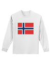 TooLoud Norwegian Flag Adult Long Sleeve Shirt-Long Sleeve Shirt-TooLoud-White-Small-Davson Sales