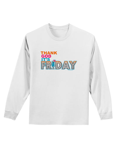 Thank God It's Friday Mixed Drink Adult Long Sleeve Shirt-Long Sleeve Shirt-TooLoud-White-Small-Davson Sales