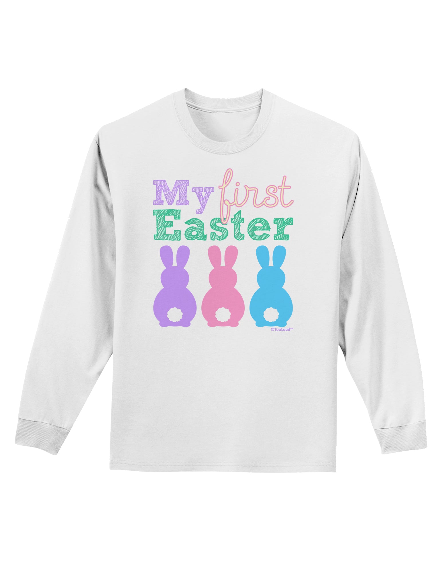 My First Easter - Three Bunnies Adult Long Sleeve Shirt by TooLoud-Long Sleeve Shirt-TooLoud-White-Small-Davson Sales