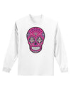 Version 4 Pink Day of the Dead Calavera Adult Long Sleeve Shirt-Long Sleeve Shirt-TooLoud-White-Small-Davson Sales