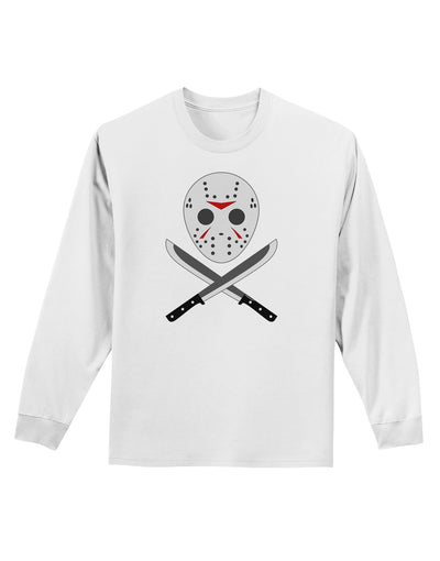 Scary Mask With Machete - Halloween Adult Long Sleeve Shirt-Long Sleeve Shirt-TooLoud-White-Small-Davson Sales