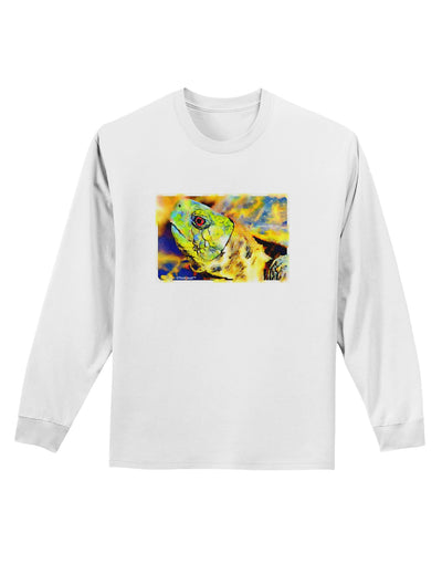 Menacing Turtle Watercolor Adult Long Sleeve Shirt-Long Sleeve Shirt-TooLoud-White-Small-Davson Sales