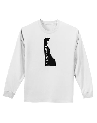 Delaware - United States Shape Adult Long Sleeve Shirt by TooLoud-Long Sleeve Shirt-TooLoud-White-Small-Davson Sales