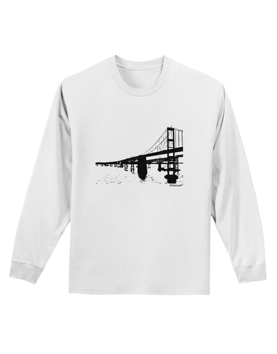 Bay Bridge Cutout Design Adult Long Sleeve Shirt by TooLoud-Long Sleeve Shirt-TooLoud-White-Small-Davson Sales