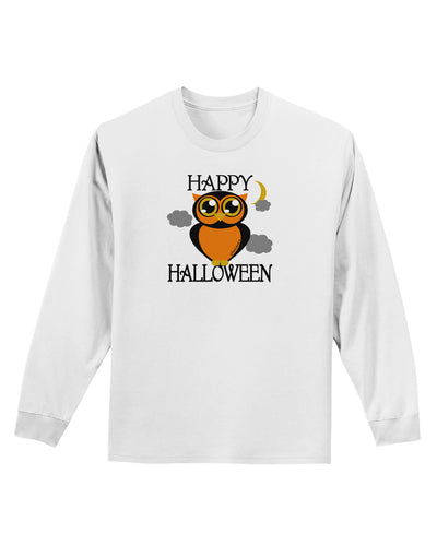 Owl Orange Text Adult Long Sleeve Shirt-Long Sleeve Shirt-TooLoud-White-Small-Davson Sales