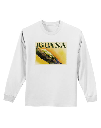 Iguana Watercolor Text Adult Long Sleeve Shirt-Long Sleeve Shirt-TooLoud-White-Small-Davson Sales