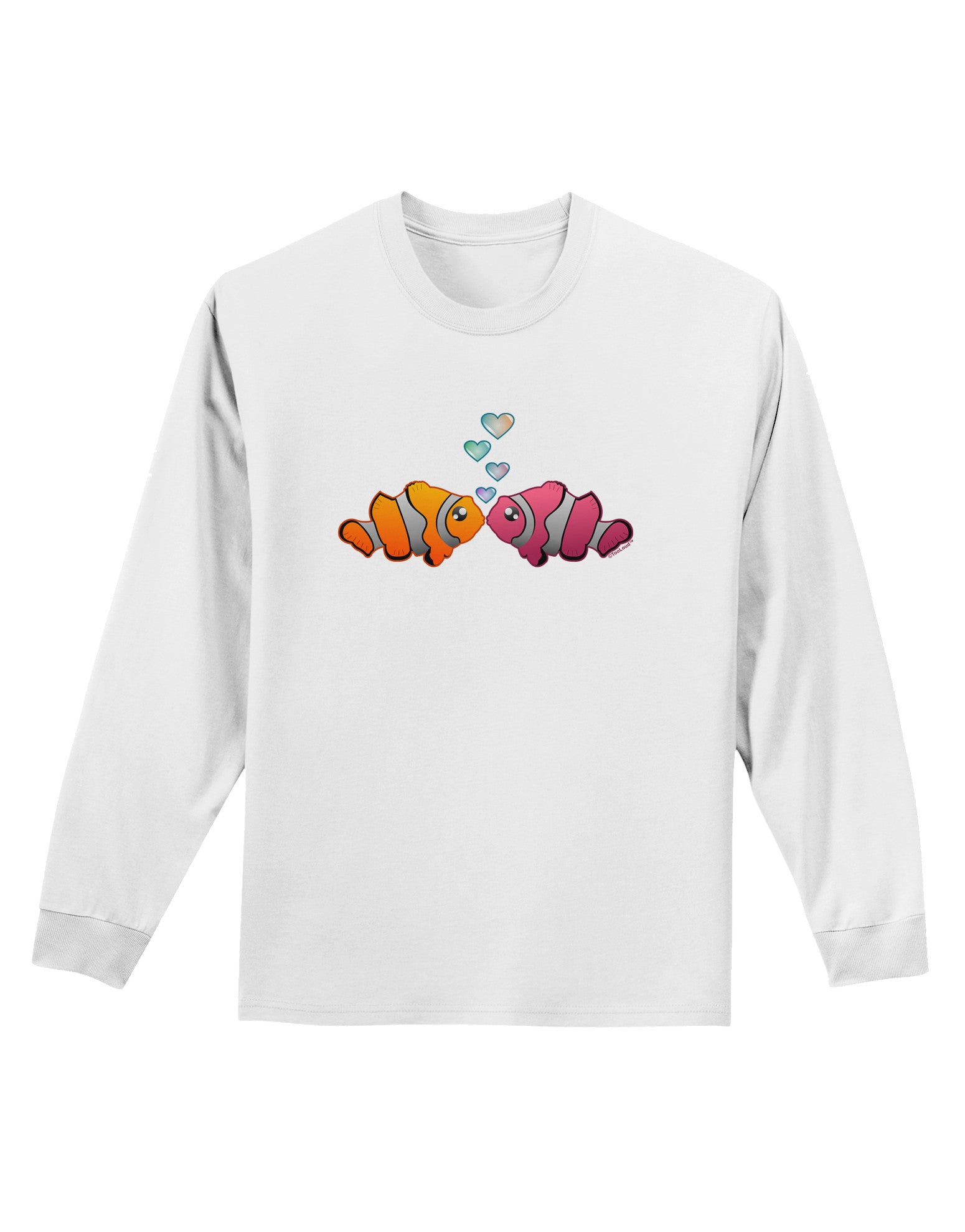 Kissy Clownfish Adult Long Sleeve Shirt-Long Sleeve Shirt-TooLoud-White-Small-Davson Sales