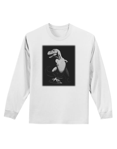 Tyrannosaurus Rex Design - Grayscale Adult Long Sleeve Shirt by TooLoud-Long Sleeve Shirt-TooLoud-White-Small-Davson Sales