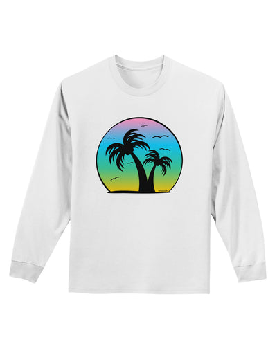 Palm Trees Silhouette - Beach Sunset Design Adult Long Sleeve Shirt-Long Sleeve Shirt-TooLoud-White-Small-Davson Sales