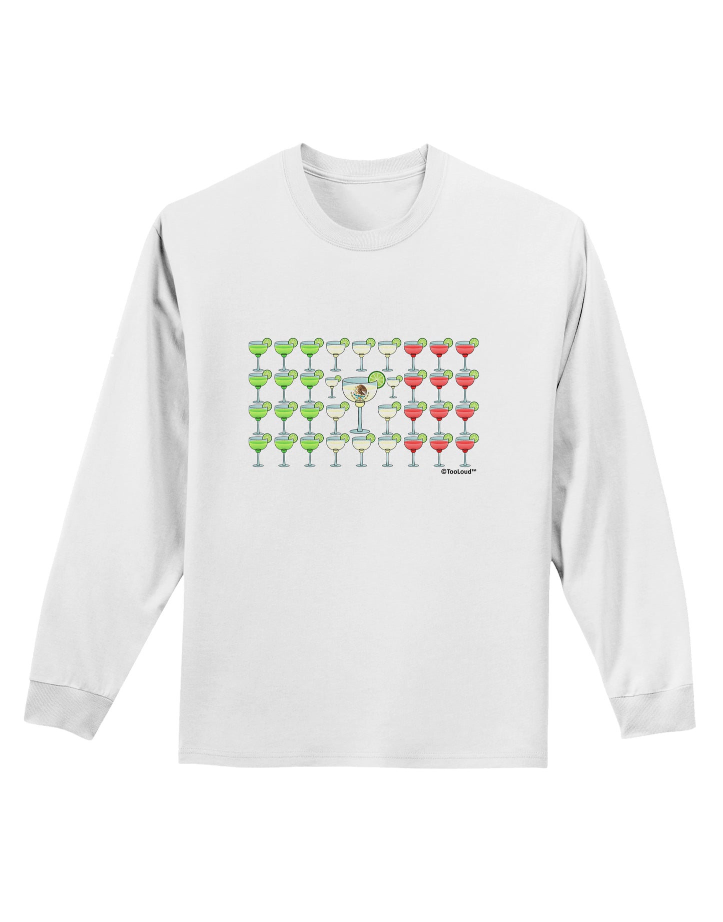 Mexican Flag of Margaritas Adult Long Sleeve Shirt by TooLoud-Long Sleeve Shirt-TooLoud-White-Small-Davson Sales