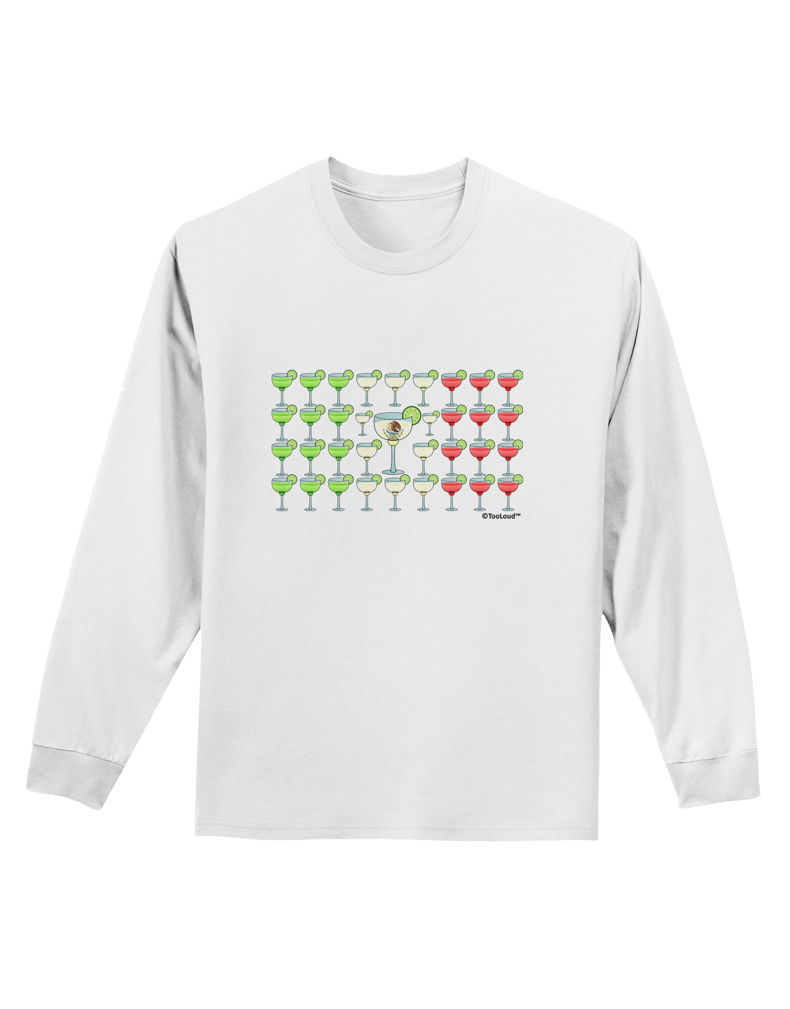 Mexican Flag of Margaritas Adult Long Sleeve Shirt by TooLoud-Long Sleeve Shirt-TooLoud-White-Small-Davson Sales