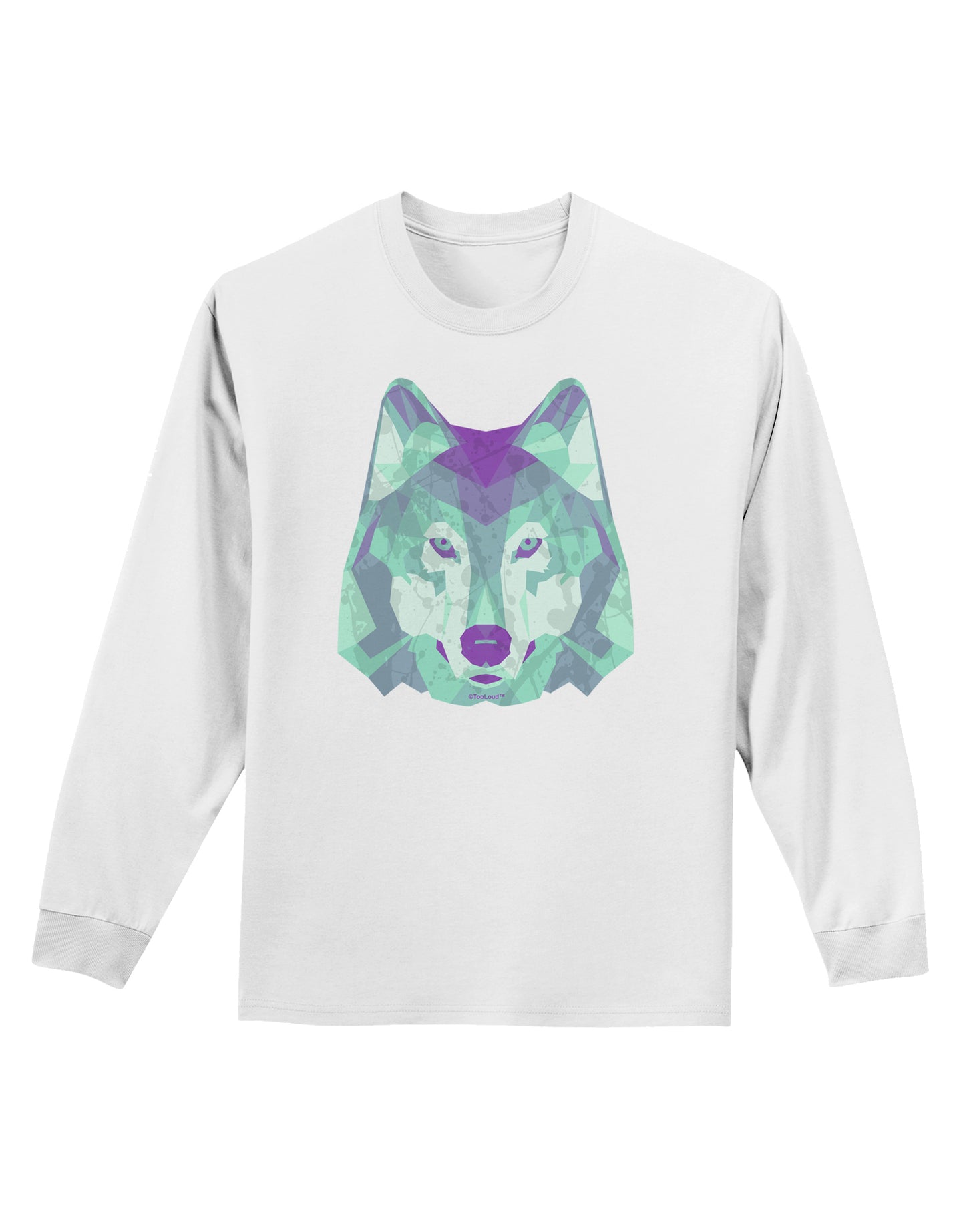 Geometric Wolf Head Adult Long Sleeve Shirt by TooLoud-Long Sleeve Shirt-TooLoud-White-Small-Davson Sales