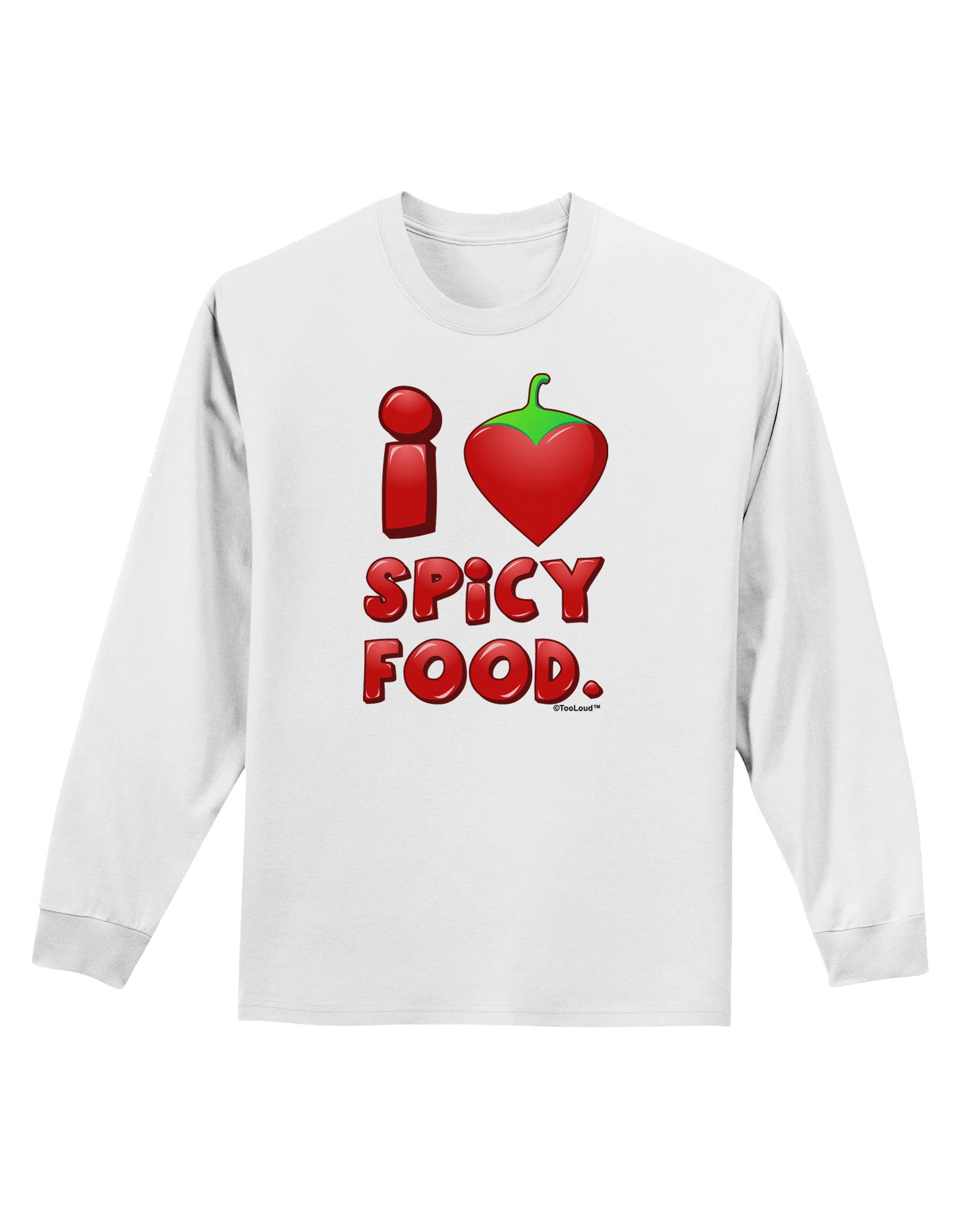 I Heart Spicy Food Adult Long Sleeve Shirt-Long Sleeve Shirt-TooLoud-White-Small-Davson Sales