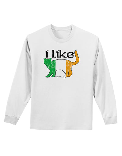 I Like Irish Cat Silhouette Adult Long Sleeve Shirt by TooLoud-Long Sleeve Shirt-TooLoud-White-Small-Davson Sales