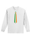 Faux Irish Flag Tie St Patricks Day Adult Long Sleeve Shirt-Long Sleeve Shirt-TooLoud-White-Small-Davson Sales