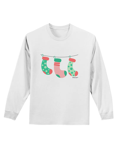 Cute Hanging Christmas Stockings Adult Long Sleeve Shirt by TooLoud-Long Sleeve Shirt-TooLoud-White-Small-Davson Sales