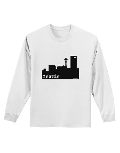 Seattle Skyline with Space Needle Adult Long Sleeve Shirt by TooLoud-Long Sleeve Shirt-TooLoud-White-Small-Davson Sales