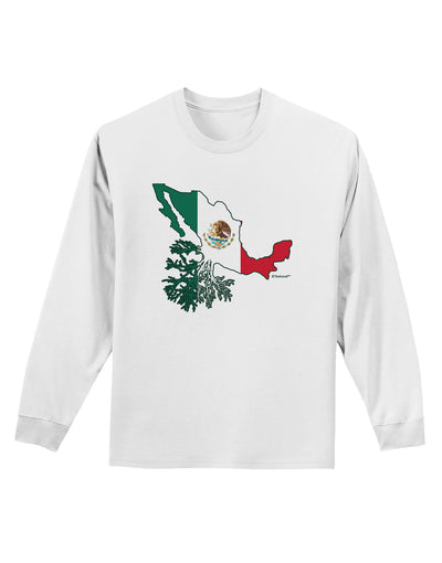 Mexican Roots - Mexico Outline Mexican Flag Adult Long Sleeve Shirt by TooLoud-Long Sleeve Shirt-TooLoud-White-Small-Davson Sales