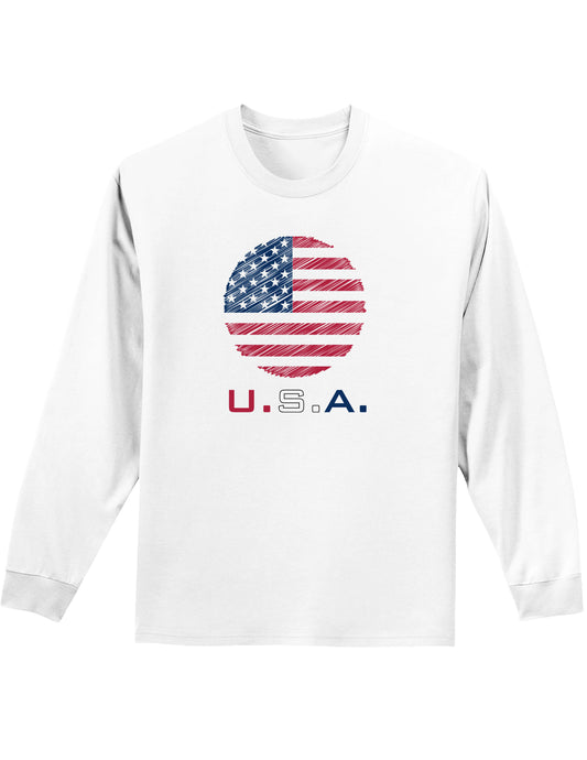American Flag Scribble Adult Long Sleeve Shirt-Long Sleeve Shirt-TooLoud-White-Small-Davson Sales