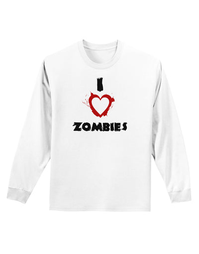 I Heart Zombies - Bloody Heart Adult Long Sleeve Shirt-Long Sleeve Shirt-TooLoud-White-Small-Davson Sales