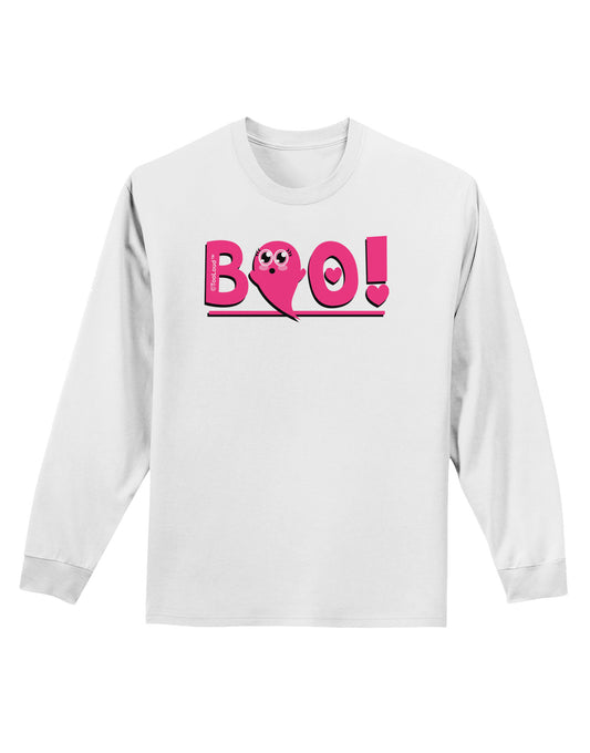 Cute Boo Text Pink Adult Long Sleeve Shirt-Long Sleeve Shirt-TooLoud-White-Small-Davson Sales
