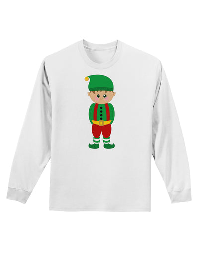 Cute Christmas Elf Boy Adult Long Sleeve Shirt-Long Sleeve Shirt-TooLoud-White-Small-Davson Sales