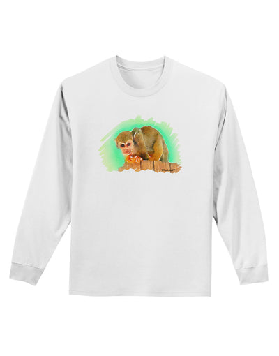 Squirrel Monkey Watercolor Adult Long Sleeve Shirt-Long Sleeve Shirt-TooLoud-White-Small-Davson Sales