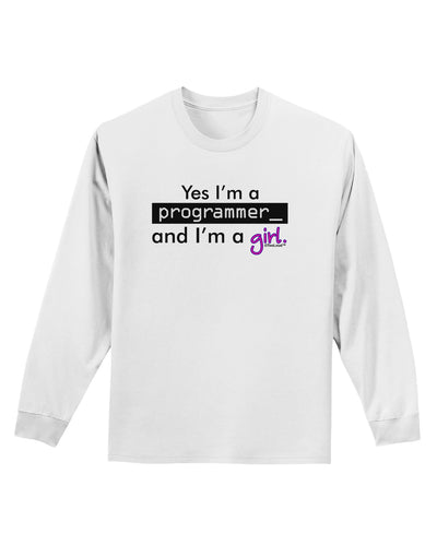 TooLoud Yes I am a Programmer Girl Adult Long Sleeve Shirt-Long Sleeve Shirt-TooLoud-White-Small-Davson Sales