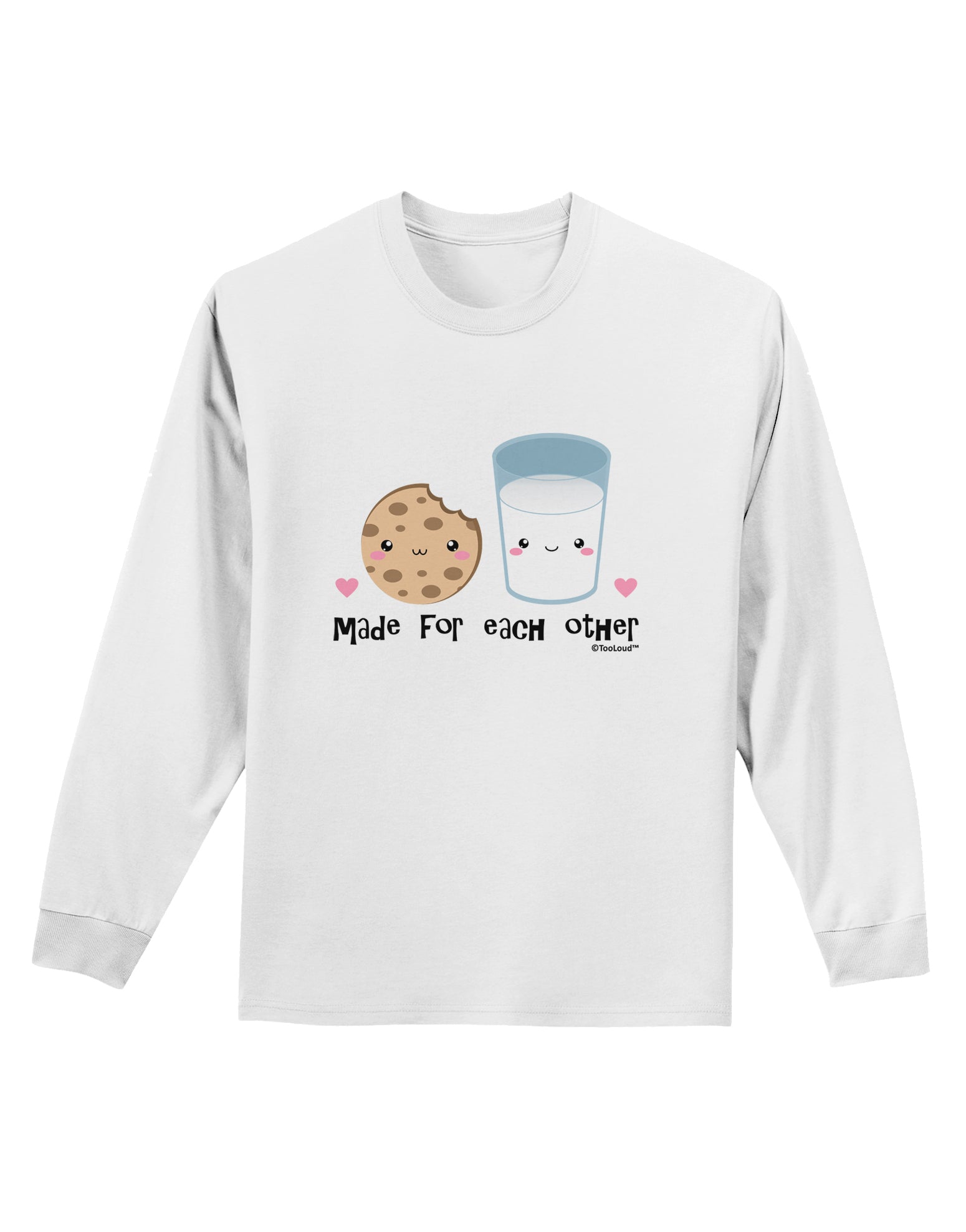 Cute Milk and Cookie - Made for Each Other Adult Long Sleeve Shirt by TooLoud-Long Sleeve Shirt-TooLoud-White-Small-Davson Sales