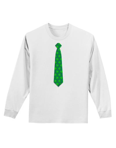 Clover Pattern Tie St Patrick's Day Adult Long Sleeve Shirt-Long Sleeve Shirt-TooLoud-White-Small-Davson Sales