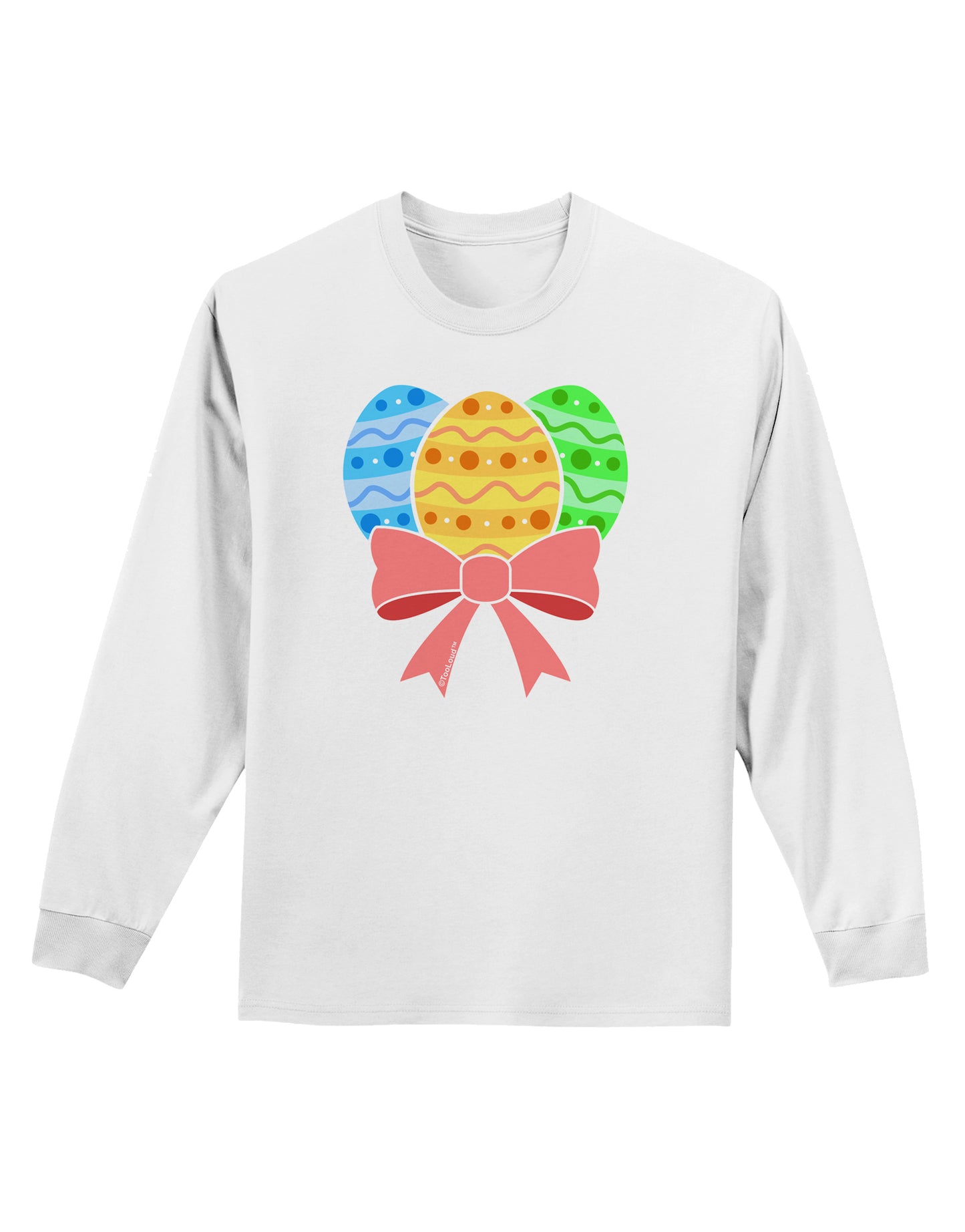 Easter Eggs With Bow Adult Long Sleeve Shirt by TooLoud-Long Sleeve Shirt-TooLoud-White-Small-Davson Sales