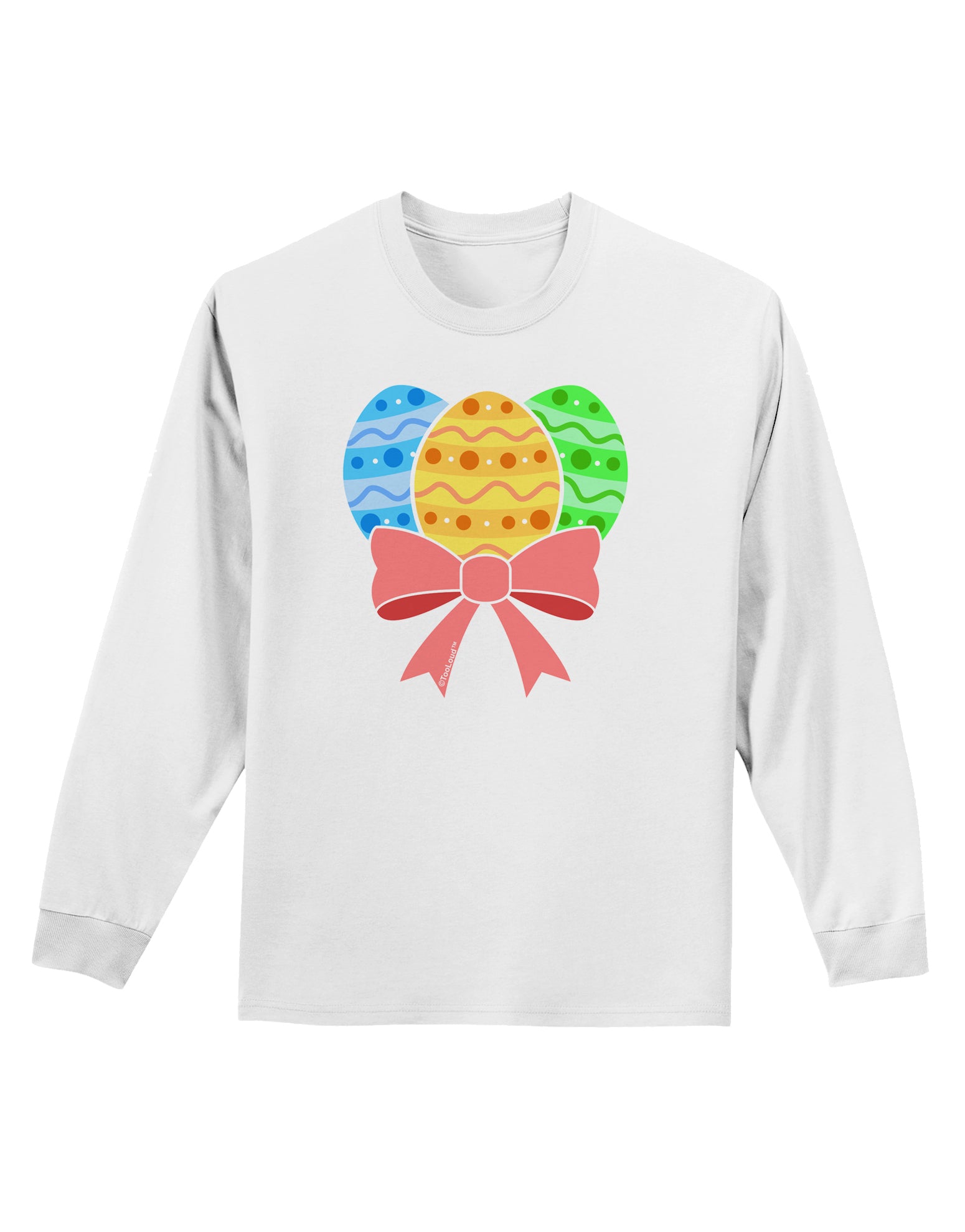 Easter Eggs With Bow Adult Long Sleeve Shirt by TooLoud-Long Sleeve Shirt-TooLoud-White-Small-Davson Sales