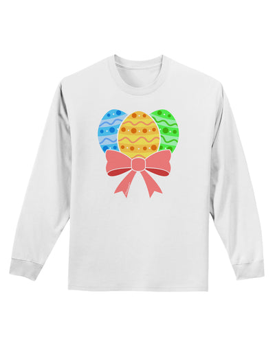 Easter Eggs With Bow Adult Long Sleeve Shirt by TooLoud-Long Sleeve Shirt-TooLoud-White-Small-Davson Sales