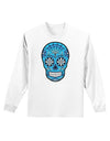 Version 3 Blue Day of the Dead Calavera Adult Long Sleeve Shirt-Long Sleeve Shirt-TooLoud-White-Small-Davson Sales