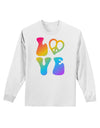 Peace and Love - Peace Heart Love Adult Long Sleeve Shirt-Long Sleeve Shirt-TooLoud-White-Small-Davson Sales