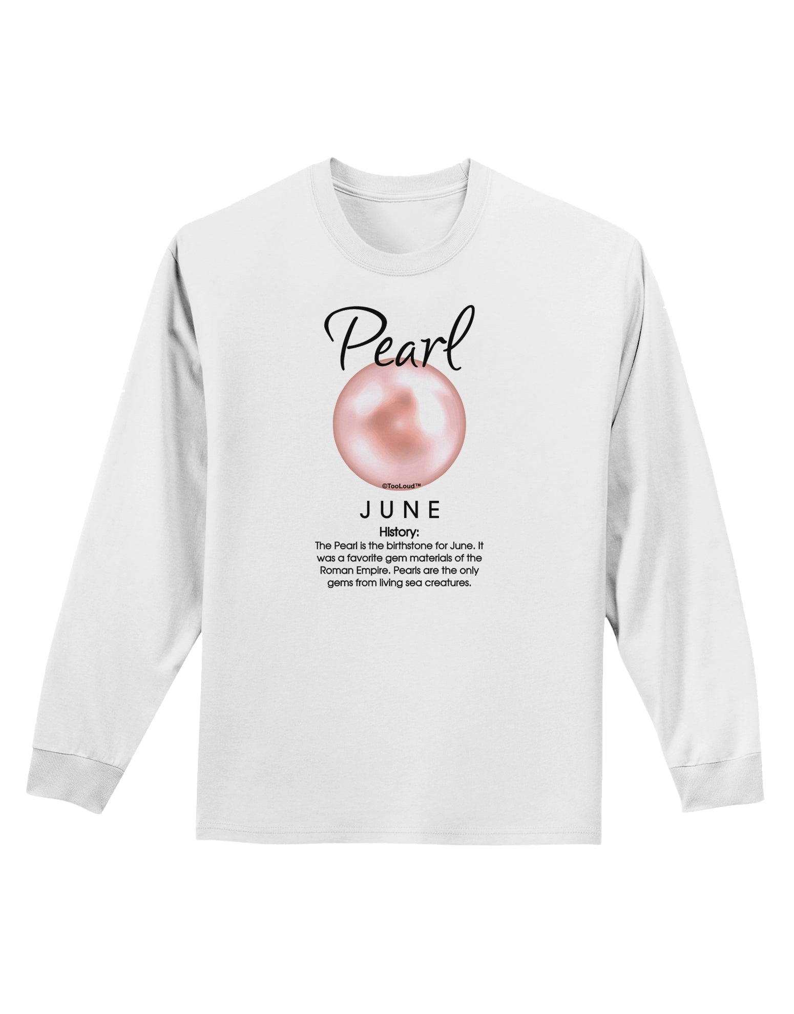 Birthstone Pearl Adult Long Sleeve Shirt-Long Sleeve Shirt-TooLoud-White-Small-Davson Sales