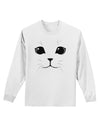 Cute Cat Face Adult Long Sleeve Shirt by-Long Sleeve Shirt-TooLoud-White-Small-Davson Sales