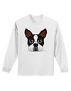 Cute Boston Terrier Dog Face Adult Long Sleeve Shirt-Long Sleeve Shirt-TooLoud-White-Small-Davson Sales