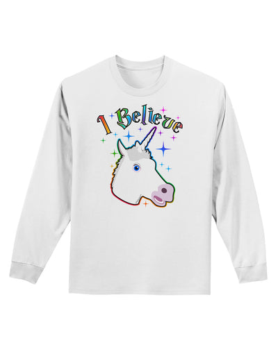 I Believe in Unicorns Adult Long Sleeve Shirt-Long Sleeve Shirt-TooLoud-White-Small-Davson Sales