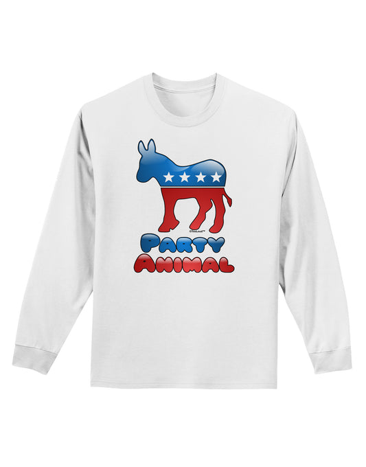 Democrat Party Animal Adult Long Sleeve Shirt-Long Sleeve Shirt-TooLoud-White-Small-Davson Sales