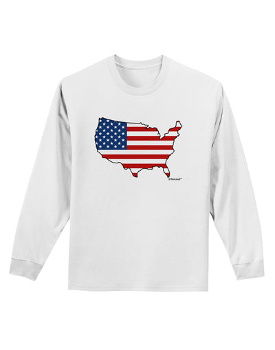 United States Cutout - American Flag Design Adult Long Sleeve Shirt by TooLoud-Long Sleeve Shirt-TooLoud-White-Small-Davson Sales