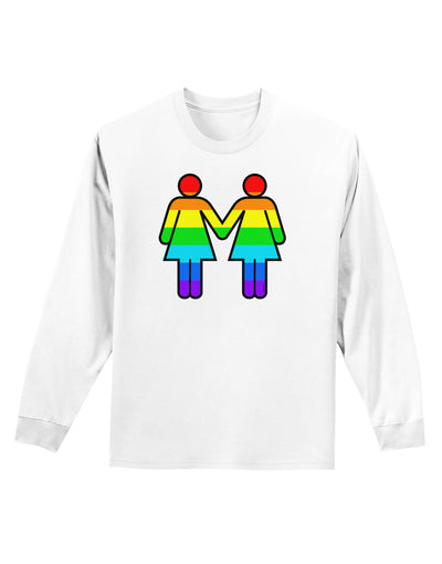 Rainbow Lesbian Women Holding Hands Adult Long Sleeve Shirt-Long Sleeve Shirt-TooLoud-White-Small-Davson Sales