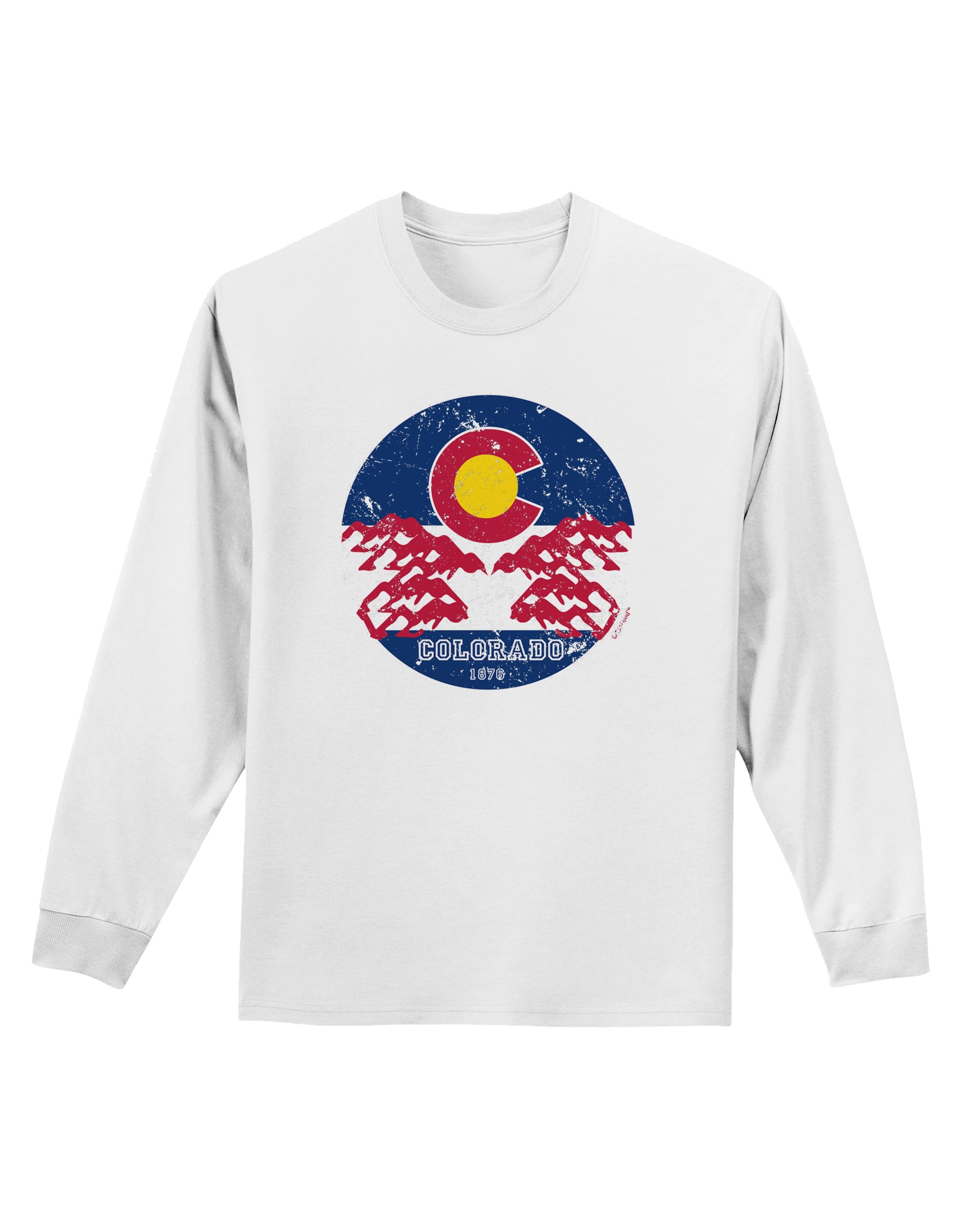 Grunge Colorado Emblem Flag Adult Long Sleeve Shirt-Long Sleeve Shirt-TooLoud-White-Small-Davson Sales